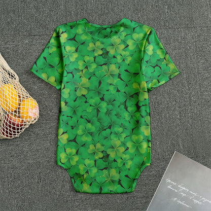 Green Shamrock Leaf Pattern Print Men's Bodysuit