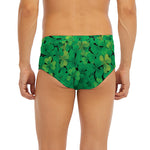 Green Shamrock Leaf Pattern Print Men's Briefs