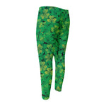 Green Shamrock Leaf Pattern Print Men's Compression Pants