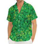 Green Shamrock Leaf Pattern Print Men's Deep V-Neck Shirt