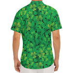 Green Shamrock Leaf Pattern Print Men's Deep V-Neck Shirt