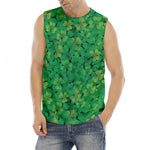 Green Shamrock Leaf Pattern Print Men's Fitness Tank Top