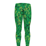 Green Shamrock Leaf Pattern Print Men's leggings