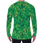 Green Shamrock Leaf Pattern Print Men's Long Sleeve T-Shirt