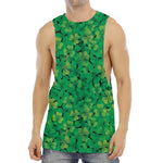 Green Shamrock Leaf Pattern Print Men's Muscle Tank Top