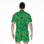 Green Shamrock Leaf Pattern Print Men's Rompers