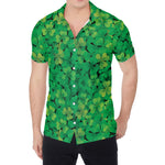 Green Shamrock Leaf Pattern Print Men's Shirt