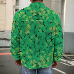 Green Shamrock Leaf Pattern Print Men's Shirt Jacket