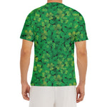Green Shamrock Leaf Pattern Print Men's Short Sleeve Rash Guard