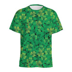 Green Shamrock Leaf Pattern Print Men's Sports T-Shirt