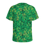 Green Shamrock Leaf Pattern Print Men's Sports T-Shirt