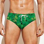 Green Shamrock Leaf Pattern Print Men's Swim Briefs