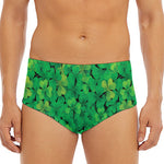 Green Shamrock Leaf Pattern Print Men's Triangle Swim Briefs