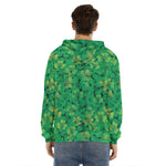 Green Shamrock Leaf Pattern Print Men's Velvet Pullover Hoodie