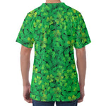 Green Shamrock Leaf Pattern Print Men's Velvet T-Shirt