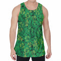 Green Shamrock Leaf Pattern Print Men's Velvet Tank Top