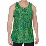 Green Shamrock Leaf Pattern Print Men's Velvet Tank Top