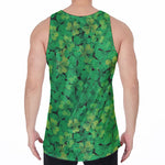 Green Shamrock Leaf Pattern Print Men's Velvet Tank Top
