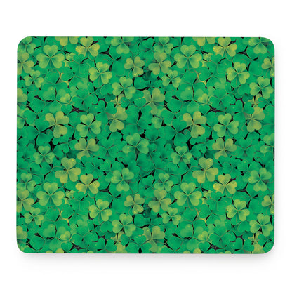 Green Shamrock Leaf Pattern Print Mouse Pad