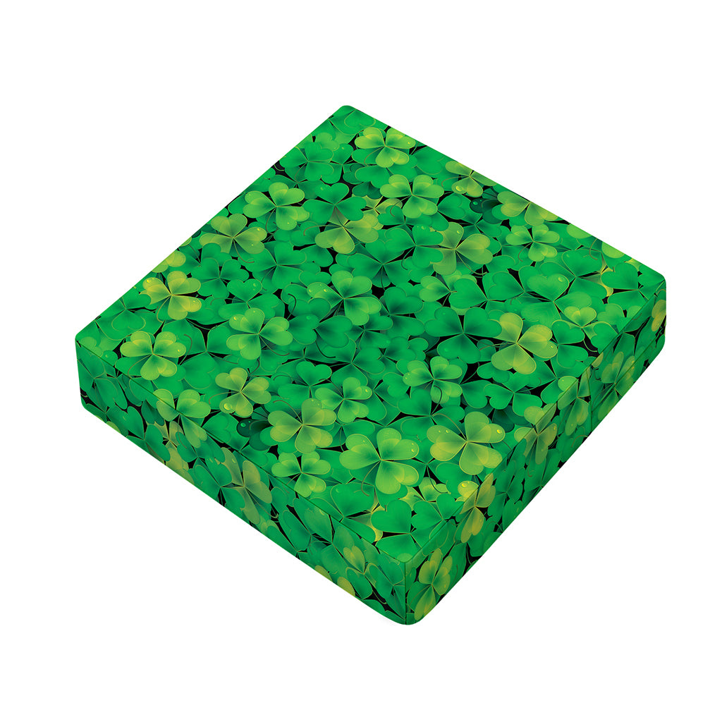 Green Shamrock Leaf Pattern Print Outdoor Seat Cushion Cover