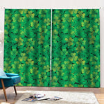Green Shamrock Leaf Pattern Print Pencil Pleat Curtains