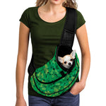 Green Shamrock Leaf Pattern Print Pet Sling Carrier