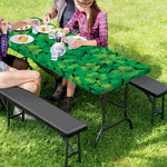 Green Shamrock Leaf Pattern Print Picnic Table Cover
