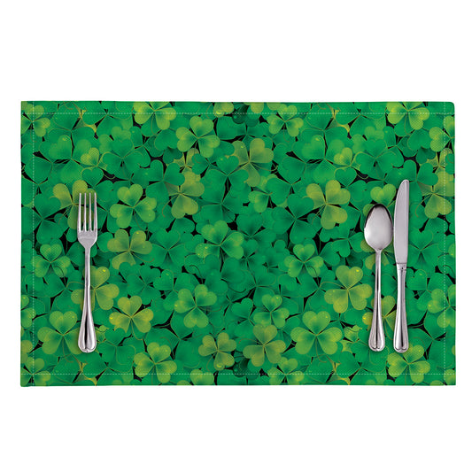 Green Shamrock Leaf Pattern Print Placemat