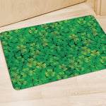 Green Shamrock Leaf Pattern Print Polyester Doormat