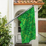 Green Shamrock Leaf Pattern Print Polyester Flag