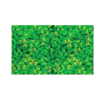 Green Shamrock Leaf Pattern Print Polyester Flag