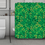 Green Shamrock Leaf Pattern Print Polyester Shower Curtain