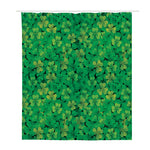 Green Shamrock Leaf Pattern Print Polyester Shower Curtain
