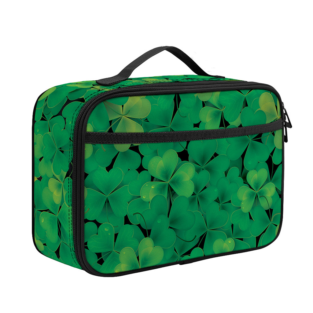 Green Shamrock Leaf Pattern Print Portable Lunch Bag