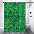 Green Shamrock Leaf Pattern Print Premium Shower Curtain