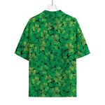Green Shamrock Leaf Pattern Print Rayon Hawaiian Shirt
