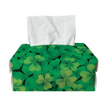 Green Shamrock Leaf Pattern Print Rectangle Tissue Box Cover