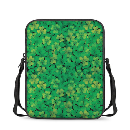 Green Shamrock Leaf Pattern Print Rectangular Crossbody Bag