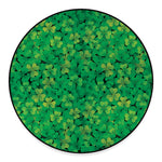 Green Shamrock Leaf Pattern Print Round Floor Mat