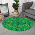 Green Shamrock Leaf Pattern Print Round Rug