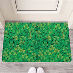 Green Shamrock Leaf Pattern Print Rubber Doormat