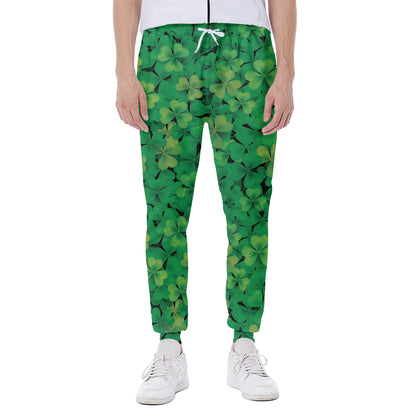 Green Shamrock Leaf Pattern Print Scuba Joggers
