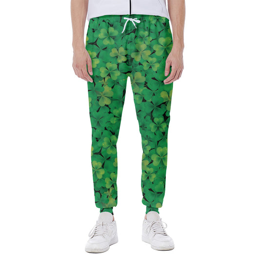 Green Shamrock Leaf Pattern Print Scuba Joggers