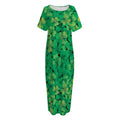 Green Shamrock Leaf Pattern Print Short Sleeve Long Nightdress