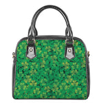Green Shamrock Leaf Pattern Print Shoulder Handbag