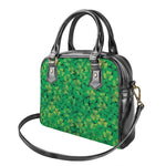 Green Shamrock Leaf Pattern Print Shoulder Handbag
