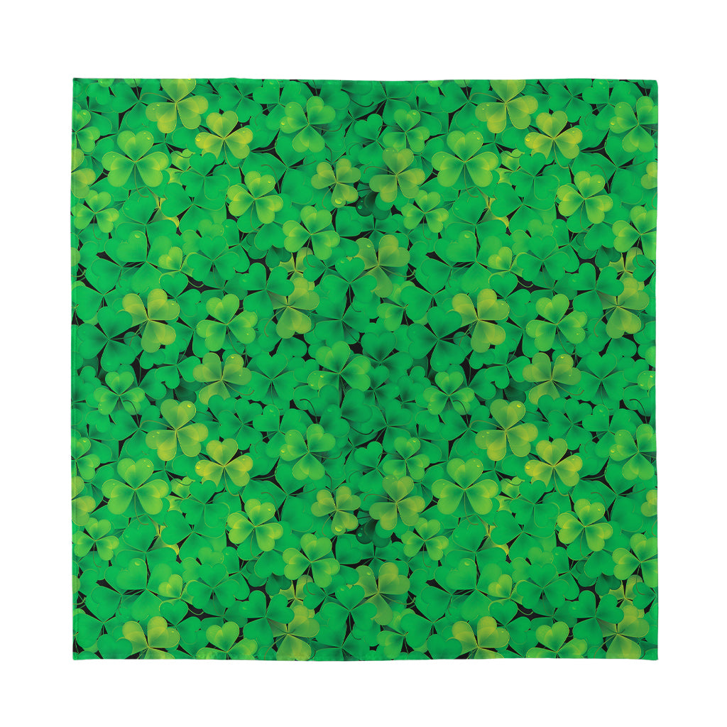 Green Shamrock Leaf Pattern Print Silk Bandana