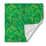 Green Shamrock Leaf Pattern Print Silk Bandana