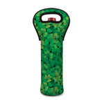 Green Shamrock Leaf Pattern Print Single Neoprene Wine Tote