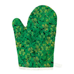Green Shamrock Leaf Pattern Print Single Oven Mitt